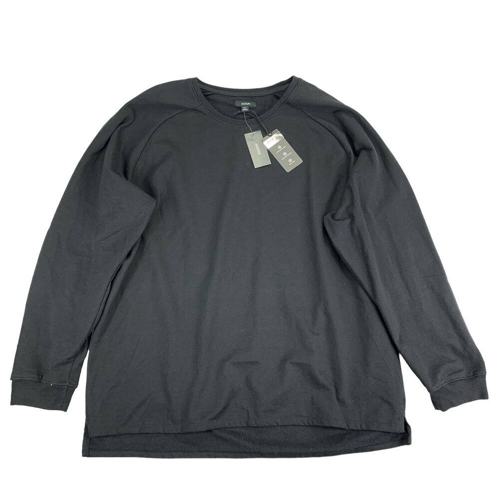 Alfani Mens Moisture-Wicking Fleece Crewneck Pajama Sleep Sweatshirt Black 2XL
